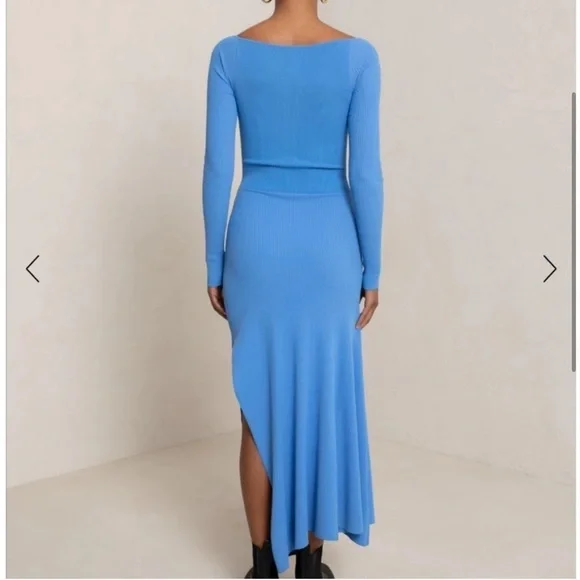 alc clara cut out dress A.L.C. CLARA BLUE ASYMMETRICAL CUTOUT DRESS